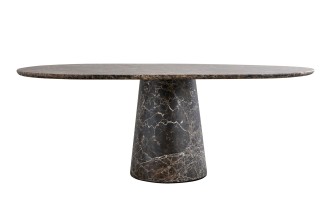 Uno Dark Emperador oval dining table M