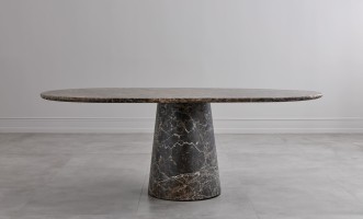 Uno Dark Emperador oval dining table M