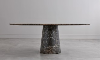 Uno Dark Emperador oval dining table M