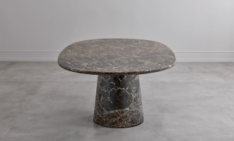 Uno Dark Emperador oval dining table M