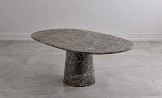 Uno Dark Emperador oval dining table M