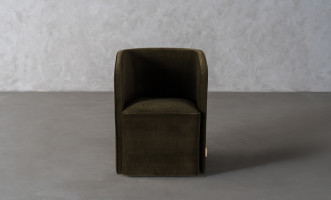 Aldo Wheeled Chair (Olive velvet)