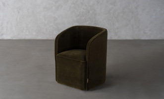 Aldo Wheeled Chair (Olive velvet)