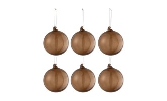 Christmas Baubles Brown Small Box Of 6