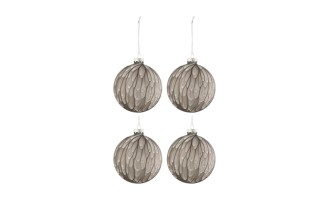 Christmas Baubles Grey Large Box Of 4