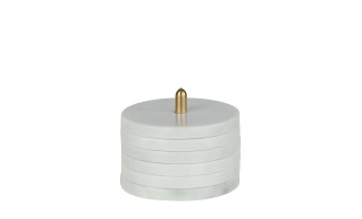 Coaster and Base Round Marble White, Set Of 5