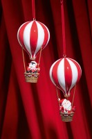 Hanger Christmas Hot-Air Balloon Red/White, Assortment Of 2