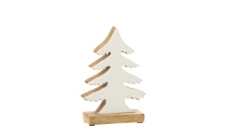 Pine Tree On Base White/Natural Small (12x5x19cm)