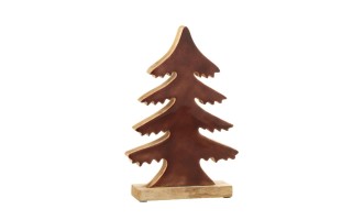 Pine Tree On Base Natural/Brown Medium (18x5x27cm)