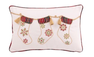 Christmas Stocking Cushion White/Red (45x30x15cm)