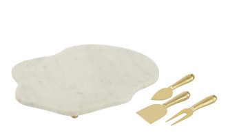 Cheese Board and Cheese Knife White/Gold