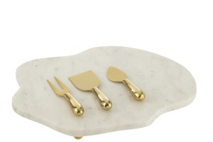 Cheese Board and Cheese Knife White/Gold