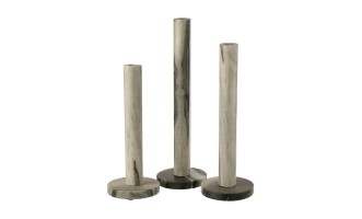Candle Holder Marble Black/Light Grey (12,5x12,5x40cm), Set Of 3