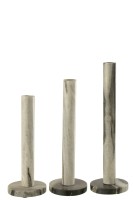 Candle Holder Marble Black/Light Grey (12,5x12,5x40cm), Set Of 3