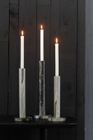 Candle Holder Marble Black/Light Grey (12,5x12,5x40cm), Set Of 3