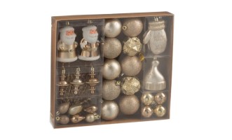 Christmas Baubles Treasure Box Plastic Beige/Ecru, Box Of 45 