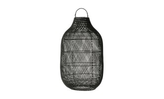 Cylinder Rattan Lantern Black XL
