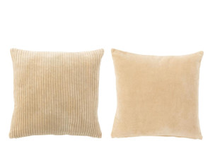 Cushion Velvet Beige Assortment Of 2