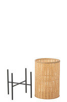 Lantern On Foot Bamboo Natural L