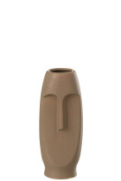 Face Terracotta Vase Brown S