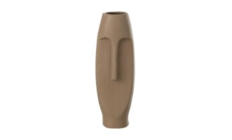Face Terracotta Vase Brown L