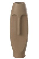 Face Terracotta Vase Brown L