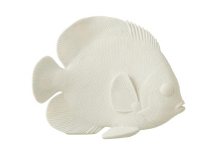 Flat Fish Polyresin White L