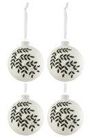 Box Of 4 Christmas Baubles Leaves M (10x10x10cm)