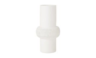 Stripe Ball Glass White Vase L