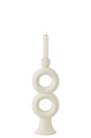 Candleholder Round Stoneware White L