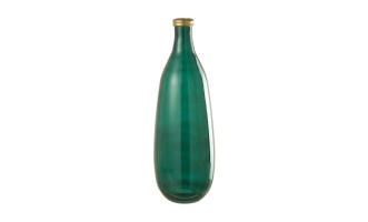 Vase Gold Rim Green Glass L