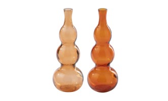 Vase Dark Orange/Orange Set Of 2