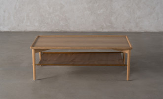 Naomi Coffee Table Leather Shelf