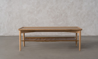 Naomi Coffee Table Leather Shelf