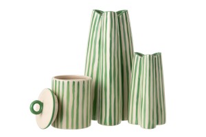 Vase Striped Off-White/Green Small (53,5X42,5X54Cm)
