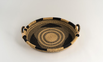 Small Woven Tray Black/Natural Triangles