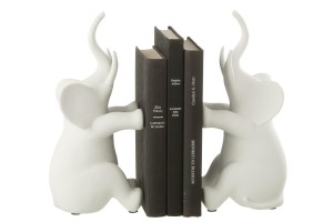Bookend Elephant Sitting White (24,2x9,5x26,2cm)