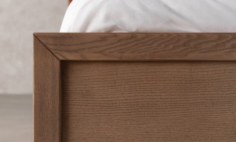 Rene Upholstered Headboard Bed 200x200 cm (Fabric: EASY BOUCLE col.03 RUST; LEGS - ML09 CAPPUCCINO (ash))