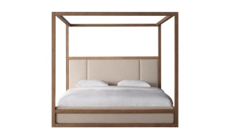 Willow Canopy Bed 180x200 cm (Fabric: FIORD PLAIN col.102; LEGS - ML09 CAPPUCCINO (ash))