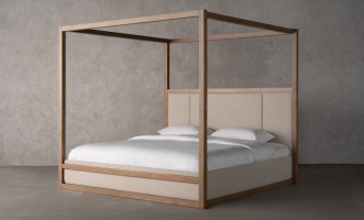 Willow Canopy Bed 180x200 cm (Fabric: FIORD PLAIN col.102; LEGS - ML09 CAPPUCCINO (ash))