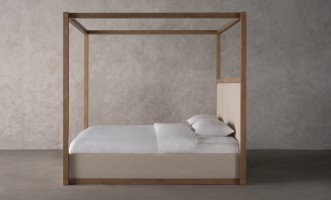 Willow Canopy Bed 180x200 cm (Fabric: FIORD PLAIN col.102; LEGS - ML09 CAPPUCCINO (ash))