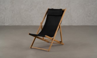 Riviera Outdoor Teak Deckchair Black Sling