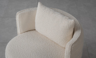 Buddy Swivel Armchair (Milk-White Boucle)