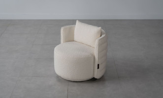 Buddy Swivel Armchair (Milk-White Boucle)