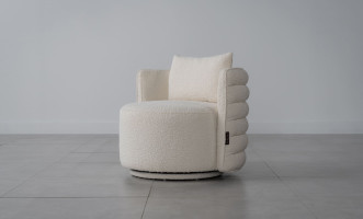 Buddy Swivel Armchair (Milk-White Boucle)