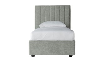 Newberry Stripes (Vertical) Bed 90x200 cm (Fabric: Plushery 40 Powder (Cat. 3))