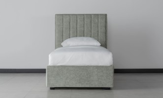 Newberry Stripes (Vertical) Bed 90x200 cm (Fabric: Plushery 40 Powder (Cat. 3))