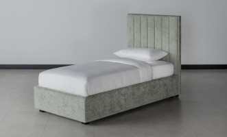 Newberry Stripes (Vertical) Bed 90x200 cm (Fabric: Plushery 40 Powder (Cat. 3))