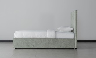 Newberry Stripes (Vertical) Bed 90x200 cm (Fabric: Plushery 40 Powder (Cat. 3))