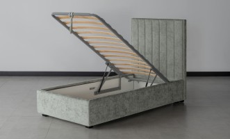 Newberry Stripes (Vertical) Bed 90x200 cm (Fabric: Plushery 40 Powder (Cat. 3))